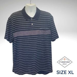 St. John’s Bay Men’s Blue & Pink Stripe Polo Shirt – Size XL